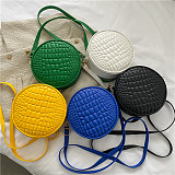  Round Shape Stone Embossed Design Solid Color PU Crossbody Bag
