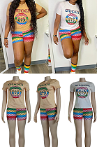 Color Block Printed GG Shorts Set