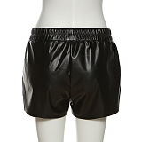 Leather Side Pockets Shorts