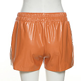 Leather Side Pockets Shorts