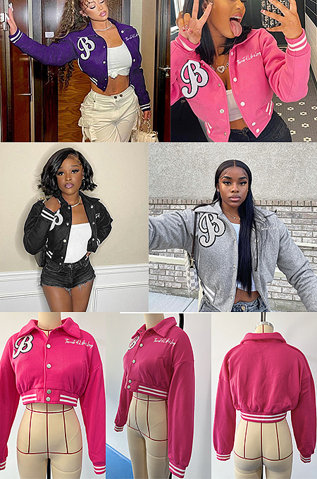 Teddy Letter Mounted Jacket Top