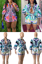 Wholesale-product | Contrast Printed Shirt & shorts Set