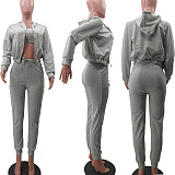 Casual Sports Camisole Hooded Coat And Pants 3 Piece Set 