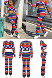 Knitted Color-block Pants Set