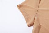 See Through Short Sleeve Skirt Set