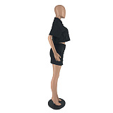 WHOLESALE |  Front Real Pocket Skirt Set in Black