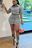 WHOLESALE |  Front Real Pocket Skirt Set in Grey