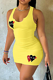 WHOLESALE | Hearts Printed Tank Dress in Yellow