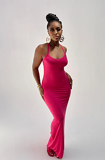 WHOLESALE | Racer Back Maxi Dress in Rose Red