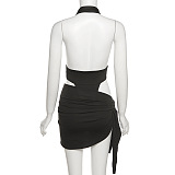 WHOLESALE | Open Back Halter Dress in Black