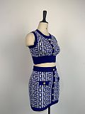 WHOLESALE | Knitted Geometric Design Skirt Set in Blue