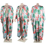 WHOLESALE | Plus Size Palm & Flamingo Printed Long Coat & Shorts Set