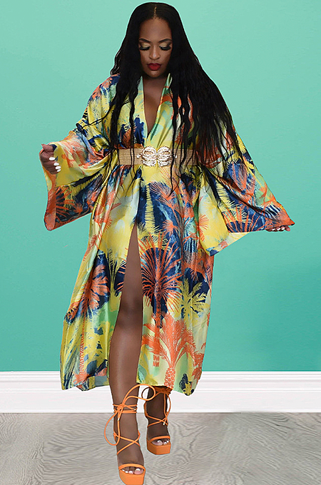 WHOLESALE |   Cover-Up Palm Digial Printed Robe l