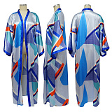 WHOLESALE |   Cover-Up Digial Printed Robe in Blue&White