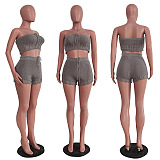 WHOLESALE | Knitted Fabric Shorts Set in Grey