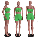 WHOLESALE | Knitted Fabric Shorts Set in Green