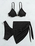 WHOLESALE | Solid 3 Piece Bikini in Light Black