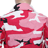 WHOLESALE | Camo Front Real Pocket Crop Jacket Rose Red