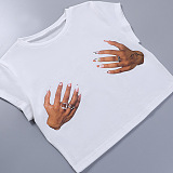WHOLESALE | Hands Printed Crop T-shirt