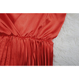 WHOLESALE |  Ruffle Long Sleeves Waist Drawstring Long Dress