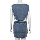 WHOLESALE |  Strap Tied Drawstring Skirt Set