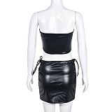 WHOLESALE |  PU Material Strap Bra Skirt Set