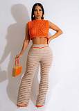 WHOLESALE | Knitted Off Shoulder Hollow-out Pants Set