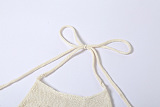 WHOLESALE | Knitted Back-tied Beach Skirt Set in Creamy