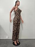 WHOLESALE | Leopard Print Sling Jumpsuit With Headscarf