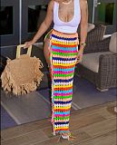 WHOLESALE | Knitted Rainbow Side Split Skirt