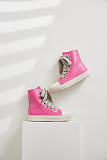 Womens High Top Sneakers Thick Shoe Laces PU Leather Comfort Platform Walking Shoes with Zipper