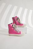 Womens High Top Sneakers Thick Shoe Laces PU Leather Comfort Platform Walking Shoes with Zipper
