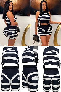 WHOLESALE | Zebra Printed Off-shoulder Shorts Set