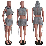WHOLESALE | Knitted  Hoodie Shorts Set