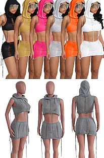 WHOLESALE | Knitted  Hoodie Shorts Set