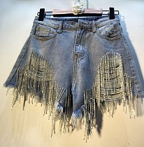 WHOLESALE | Tassel Denim Rinestone Shorts