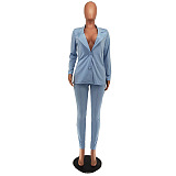 Copy WHOLESALE |  Two Button Solid Blazer in Light Blue