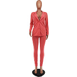 WHOLESALE |  Two Button Solid Blazer in Pink Red