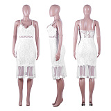 WHOLESALE | Lace See-through Maxi Dress in White