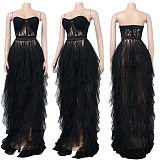 WHOLESALE | Off-shoulder Chiffon Lace Dress in Black