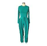 WHOLESALE | Sexy Tassel Fringe Two-Piece Set for Women Long Sleeve O-Neck pants bodysuit Top and pants