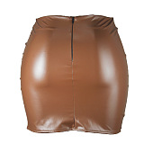 WHOLESALE | Pu Material Back Zip-up Skirt