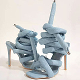 WHOLESALE | Elvet Grey Cross Strap Design Luxury Heels