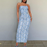 WHOLESALE |Digital Printed Off Shoulder Long Dress