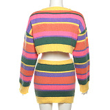 WHOLESALE | Color Block Knitted Skirt Set
