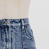 WHOLESALE | Patchwork Pockets Front Split Skirt