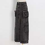 WHOLESALE | Patchwork Pockets Front Split Skirt