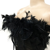 WHOLESALE | Feather Corset Top & Skirt Set