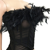 WHOLESALE | Feather Corset Top & Skirt Set