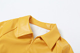 WHOLESALE | Pu Material Button Blouse Skirt Set
